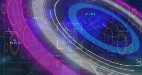 Futuristic Digital Sphere with Floating Numbers and Circles