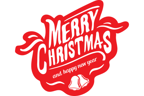 Festive merry christmas typography on transparent