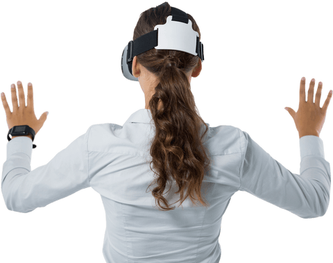 Transparent Back View Female Using Virtual Reality Headset - Download Free Stock Videos Pikwizard.com