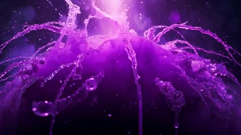 Cosmic Burst Creating Vivid Purple Liquid Jets in Darkness
