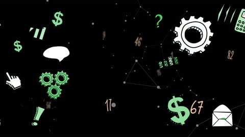 Animation with Finance Icons on Dark Digital Background