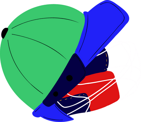 Futuristic colorful helmet with geometric styling on transparent background