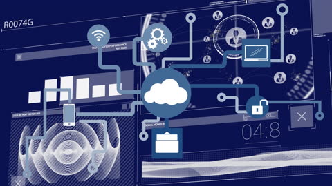 Digital Data Processing Animation for Global Business Interfaces