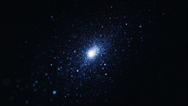Glowing Cosmic Light Cluster Against Dark Background