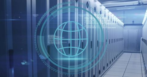 Digital globe overlay on data server for cybersecurity