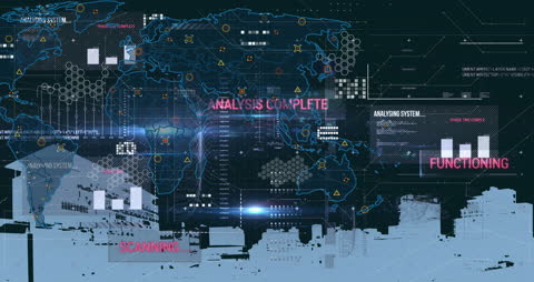 Futuristic Data Processing Animation With Global Interface