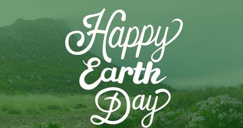 Happy Earth Day Over Scenic Landscape Background - Download Free Stock Images Pikwizard.com