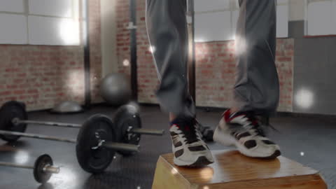 Athlete Performing Plyometrics in Modern Gym Environment