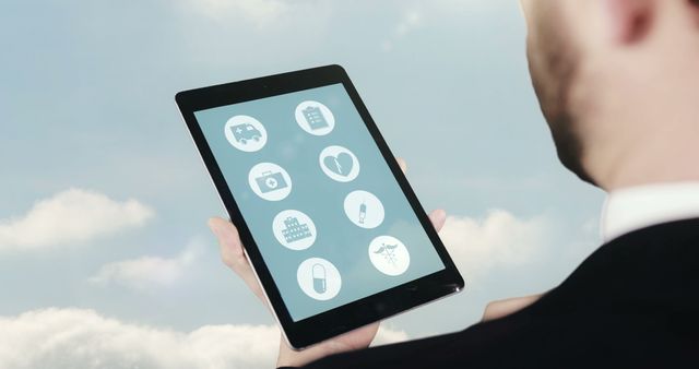 Healthcare Professional Using Digital Tablet with Medical Icons - Download Free Stock Images Pikwizard.com