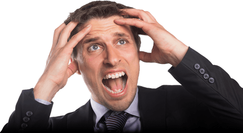 Transparent frustrated businessman expressing stress