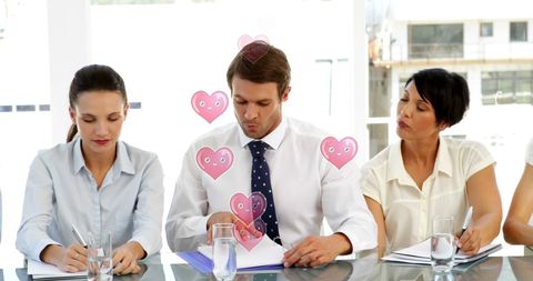 Businesspeople Charmingly Distracted by Cupid's Influence