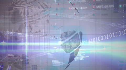 Global Economy Analysis with Dollar Images and Financial Data Overlay