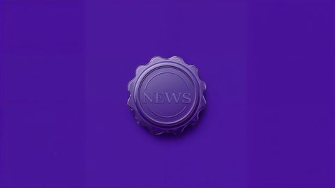 Purple wax seal badge with news embossment for branding