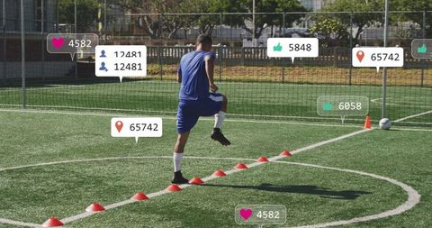 Athlete training agility drills with virtual engagement metrics overlay