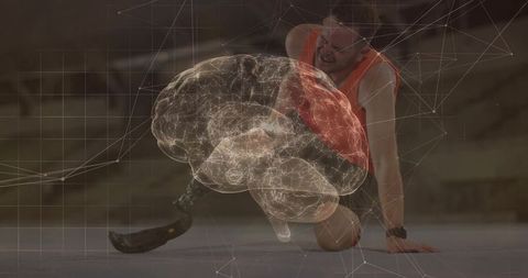 Innovative Athlete Using Prosthetic In Sports Technology Interface
