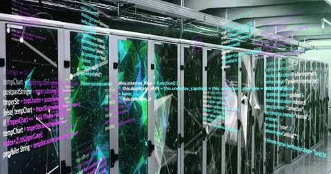 Digital Coding Overlaid on Data Center with Global Connectivity - Download Free Stock Images Pikwizard.com