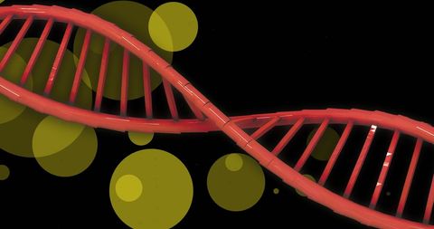 Rotating DNA Strand Over LumiBackground Featuring Scientific Theme