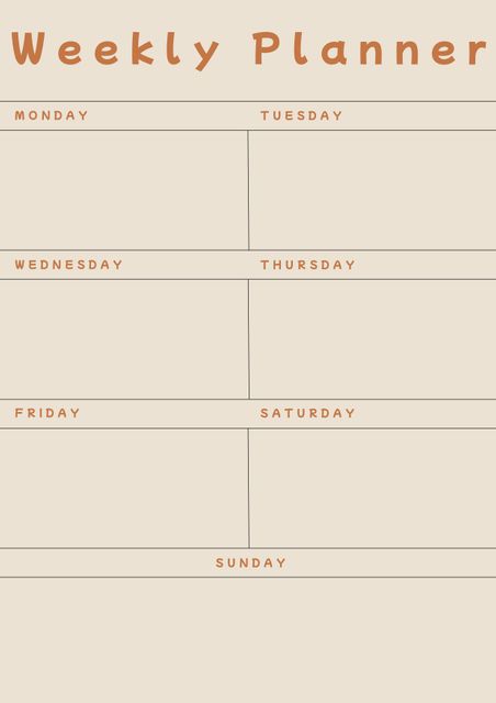 Simple Beige Weekly Planner Template - Download Free Stock Templates Pikwizard.com