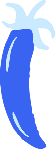 Bright blue pepper vector on transparent background for modern design