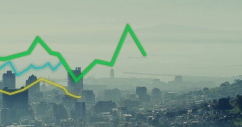 Finance Graphs Over Skyscrapers Depicting Economic Trends - Download Free Stock Images Pikwizard.com
