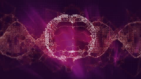 Futuristic Brain and DNA Visualization in Vibrant Pink