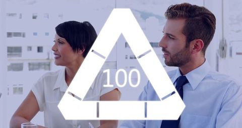 Business Colleagues Collaborating with Modern Triangular Design