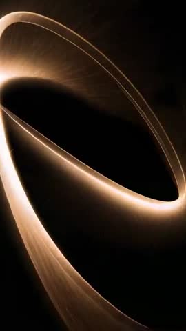 Rotating Golden Ribbon Morphing in Dark Void with Luminous Spark Trails — Vertical Motion Loop