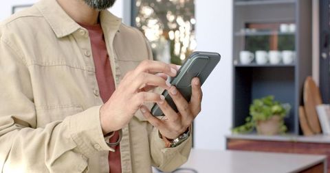 Technology communication at home with smartphone