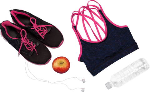 transparent sportswear with apple, earphones and water bottle - Download Free Stock Videos Pikwizard.com