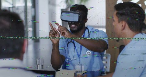 Doctor using vr headset for medical simulation and training