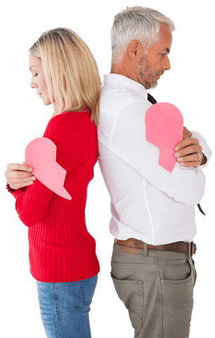 transparent mature couple holding pieces broken heart symbols division - Download Free Stock Videos Pikwizard.com