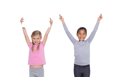 Transparent Background of Cheerful Girls Holding Invisible Placards