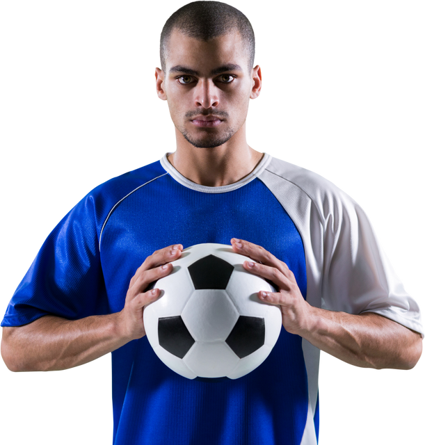 Confident Footballer Holding Soccer Ball with Transparent Background - Download Free Stock Videos Pikwizard.com