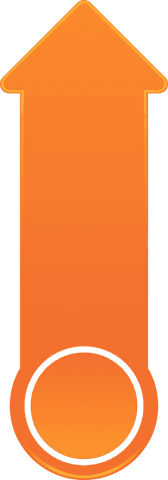 Orange arrow with copy space isolated on transparent background