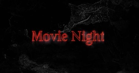 Neon red movie night serif typography with glowing halo on dark grunge background