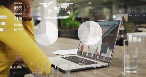 Businesswoman on Virtual Meeting in Modern Office Environment