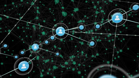 Network Connections with People Icons on Digital Grid