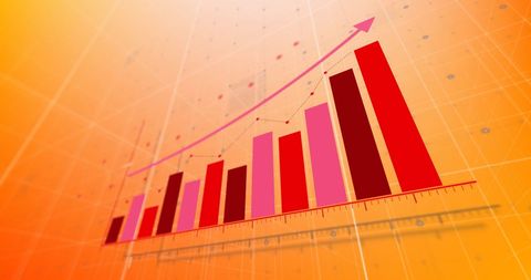 Rising Bar Graph on Dynamic Orange Background - Download Free Stock Images Pikwizard.com