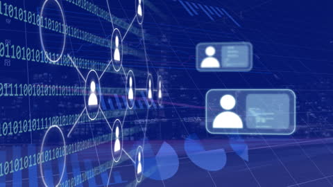 Digital Networking Illustration Over Cityscape