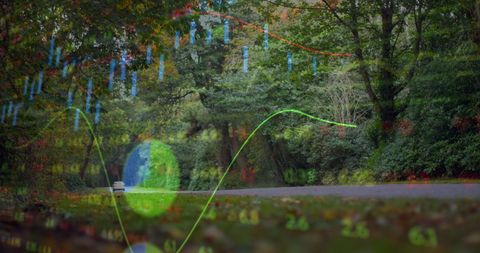 overlay of financial graphs on a serene forest landscape, highlighting the intersection of technology and nature. useful for illustrating concepts of sustainable finance, the interaction between environmental data and technology, or green technology initiatives.