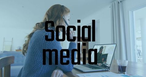 Woman remote learning through video call at home