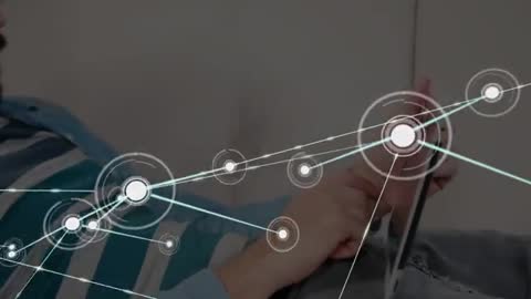 Bearded Man Engaging with Tablet Connecting Network Data Nodes