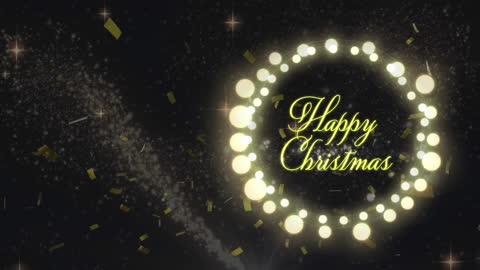 Festive Christmas Greeting with Glittering Lights and Confetti