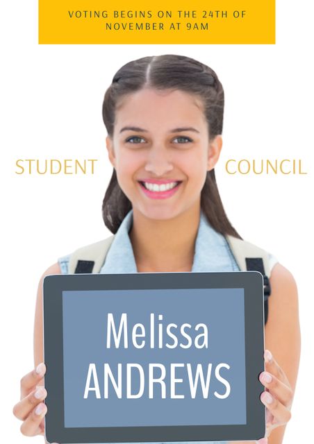 Smiling Student Holding Sign for Student Council Elections - Download Free Stock Videos Pikwizard.com