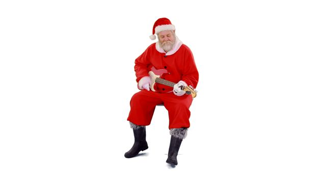 Santa Claus Playing Electric Guitar Celebrates Holiday Joy - Download Free Stock Images Pikwizard.com