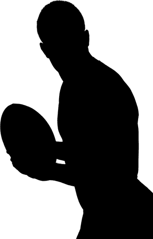 Silhouette rugby player holding ball transparent sports concept