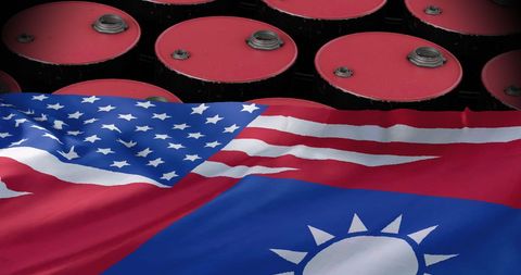 Oil Barrels with USA and Taiwan Flags Symbolizing International Energy Trade - Download Free Stock Images Pikwizard.com