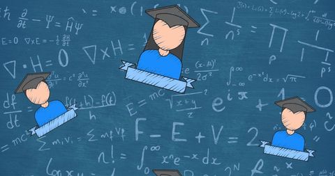 School Kids Icons Overlaying Mathematical Equations Background - Download Free Stock Images Pikwizard.com