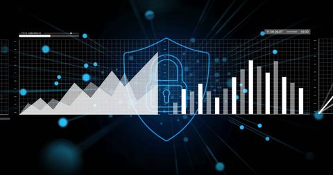 Cybersecurity Analytics: Data Graph and Digital Lock Interface - Download Free Stock Images Pikwizard.com