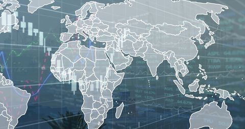 Global Finance Background with Map and Graphs Overlay - Download Free Stock Images Pikwizard.com